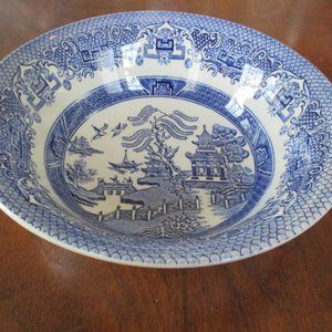 Blue Willow Soup Bowl Vintage English Ironstone Tableware 8.5 inches